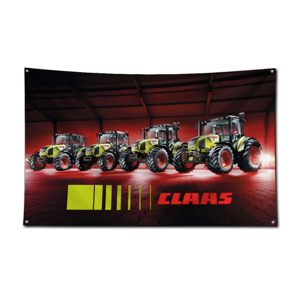Agriculture Farming Logos - トラクター＆コンバインハーベスターフラッグバナー、農場、作業場、男性用洞窟、農業ファンの装飾用の緑と赤のロゴフラッグ