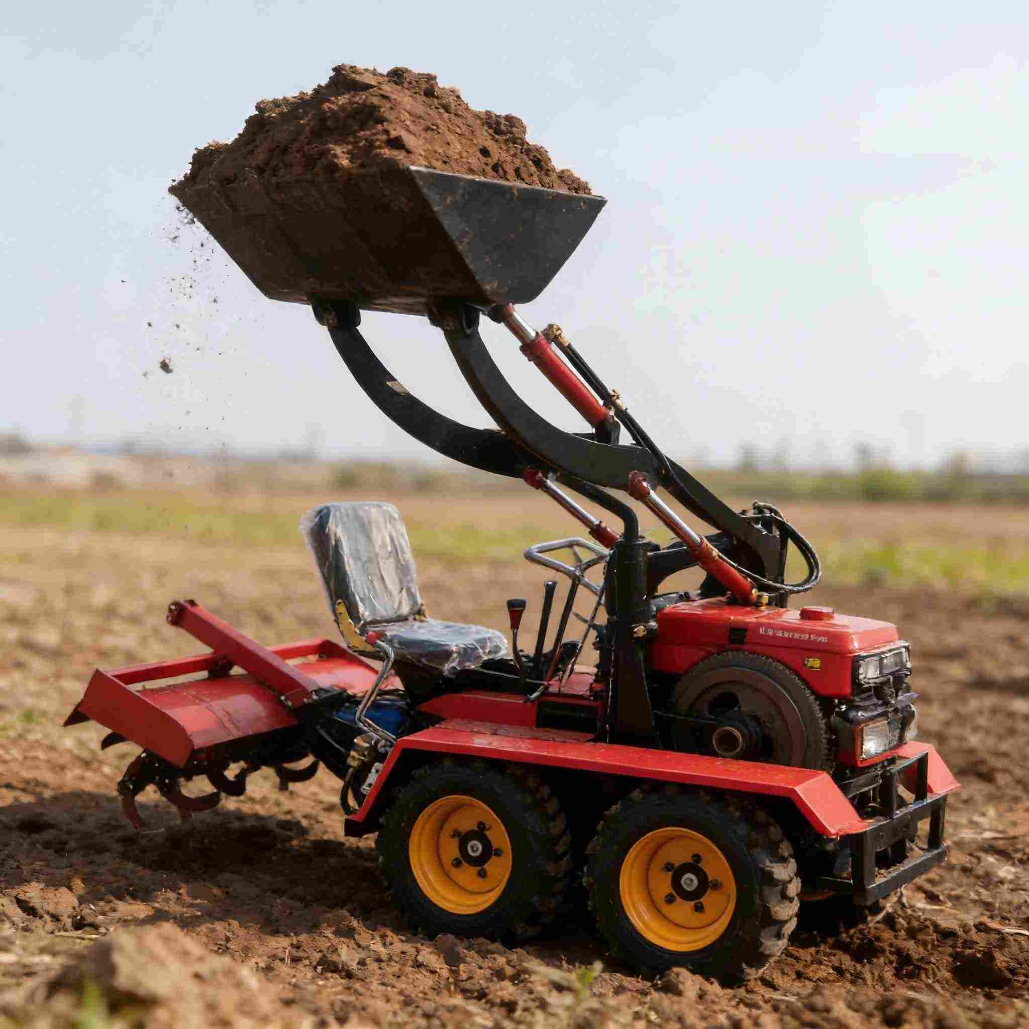 Agriculture Farming Tool - 小型トラクター、掘削機としても使用可能、ローディングショベル付き、様々な農業用具付き