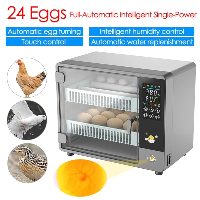 Quail Egg Incubator - 24 卵インキュベーター全自動回転孵化育雛農場鳥ウズラ鶏養鶏場ハッチャーターナー孵化ツール