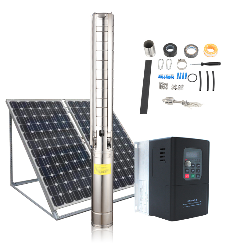 Agriculture Farming System - 4HSA4-240-5.5 7.5HP農業用AC DC 200m深井戸用ソーラー水中ポンプ（農場灌漑システム用）