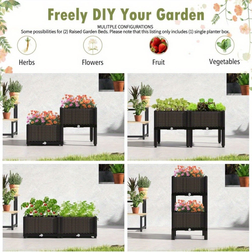 ガーデンレイズドベッド、自動給水装置と排水穴付きの高床式フラ - Vegetable Transplanter のレビューと価格