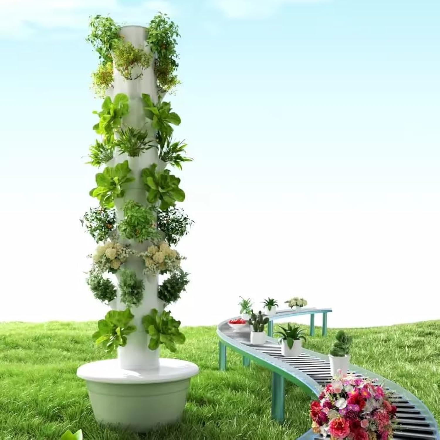 垂直水耕栽培タワー エアロポニックタワー 果物と野菜用 9層 - Vegetable Transplanter のレビューと価格